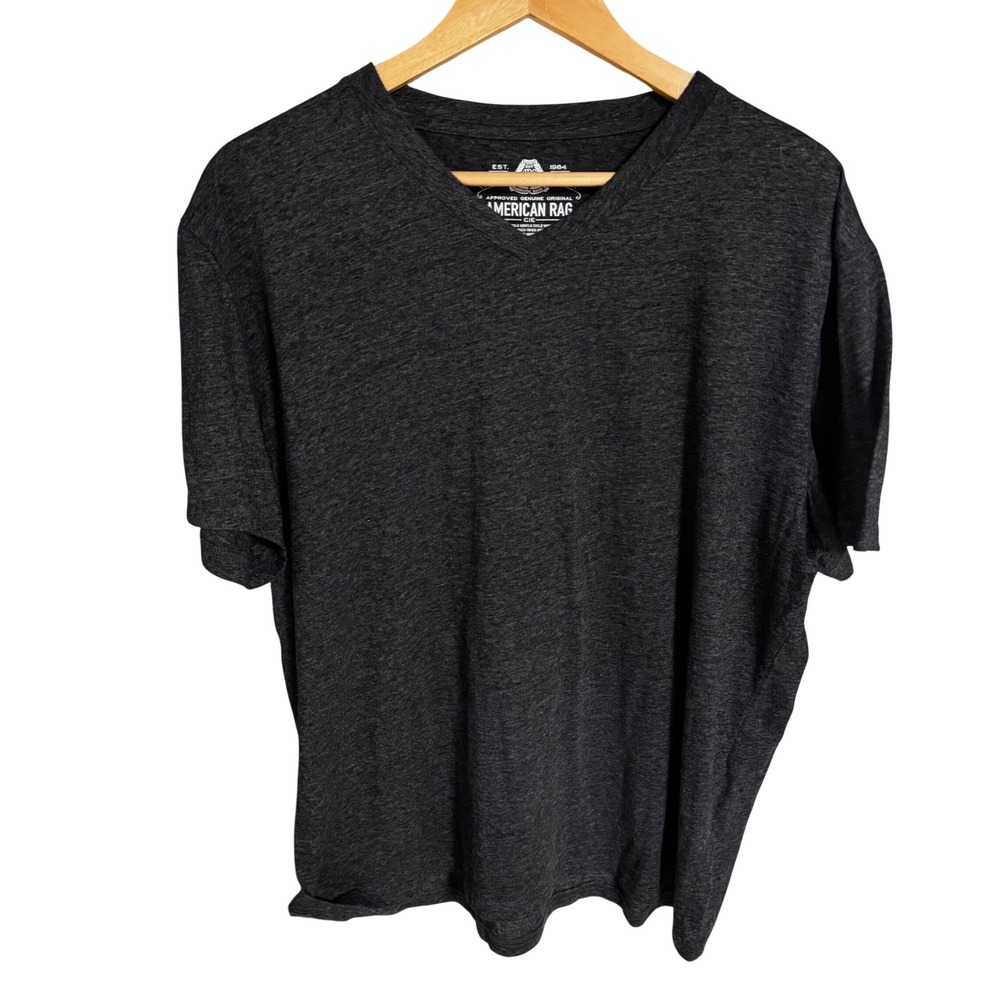 American Rag Mens‎ V-Neck T-Shirt Charcoal Gray Heather Tri-Blend Size XXL